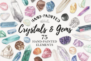 75 Crystals and Gemstones Set Watercolor: A Versatile Illustration Asset for Designers
