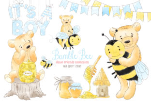 Bumble Bee Boy Honey Watercolor Clipart for Creative Design Projects