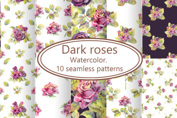 Dark Roses. Watercolor. Seamless Pattern Review