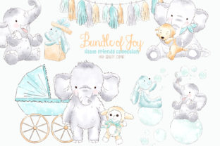 Elephant Baby Boy Watercolor Clipart for Marketing & Branding
