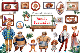 Family Portraits - Watercolor Clip Art for Local Business Branding