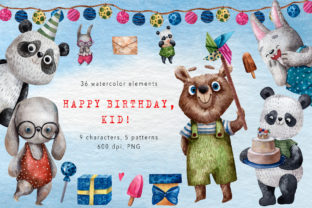 Happy Birthday, Kid - Watercolor Illustrations for Commercial Use