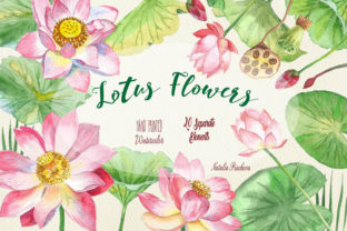 Lotus Flowers Watercolor Clipart for Authentic Small Business Branding
