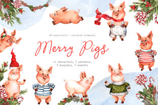 Merry Pigs Watercolor Clip Art: A Vibrant Illustration Boost for Content Creators