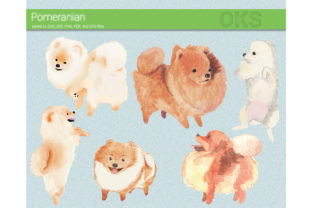 Pomeranian Watercolor Dogs Illustrations