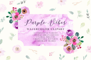 Purple Vibes - Watercolor Floral Clipart