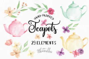 Teapot and Flower Elements Watercolor: A Versatile Illustration for Branding