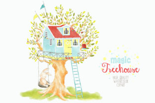 Treehouse Watercolor Clipart Graphic: A Natural Fit for Local Business Branding