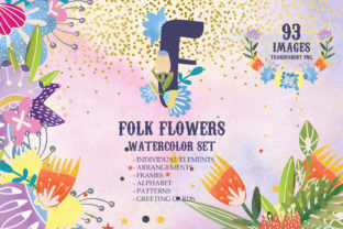 Watercolor Folk Flowers Summer Set: A Vibrant Illustration for Creative Projects
