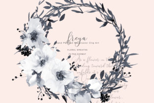 Watercolor Gray and White Rose Wreath Cl
