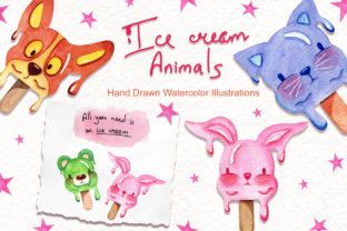 Watercolor Ice Cream Animals: A Delightful Graphic Design Asset for Handmade Creations
