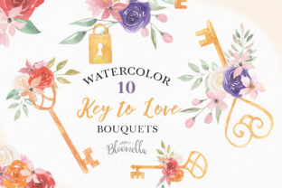 Watercolor Key Lock Flowers Set – A Floral Illustration for Branding