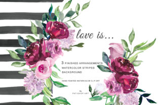 Watercolor Marsala Pink Flowers Clipar and Illustrations