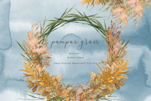 Watercolor Pampas Grass Wreath Illustration for Creative Projects