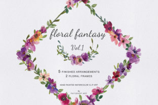 Watercolor Red Pink and Purple Florals Illustrations