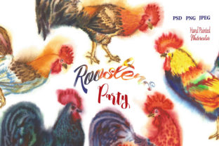 Watercolor Roosters Clipart: A Versatile Illustration for Creative Branding