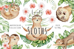 Watercolor Sloth Illustrations for Small Business Branding