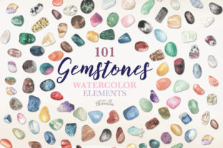 Watercolour Clipart Gemstones 101 Gems and Illustrations