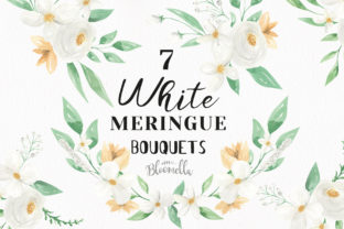White Meringue Flower Watercolor Set for Polished Blog and Website Illustrations